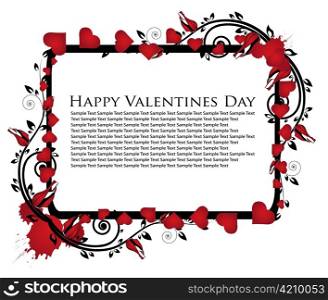 valentine illustration of a floral frame with hearts
