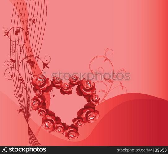 valentine illustration of a heart made of roses