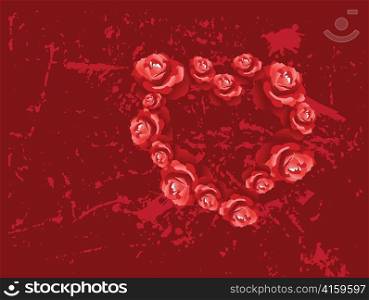 valentine illustration of a heart made of roses