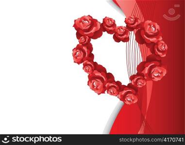 valentine illustration of a heart made of roses