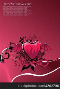 valentine illustration of a vintage heart on an background