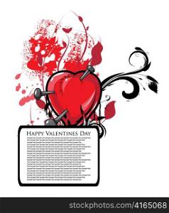valentine illustration of a vintage heart on an floral frame