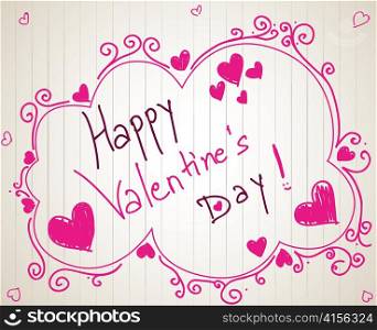 valentine illustration of abstract hearts with floral