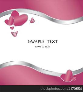 valentine illustration of an abstract floral background with hearts