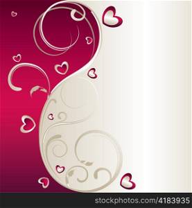 valentine illustration of an abstract floral background with hearts