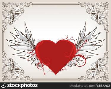 valentine illustration of an abstract heart with floral