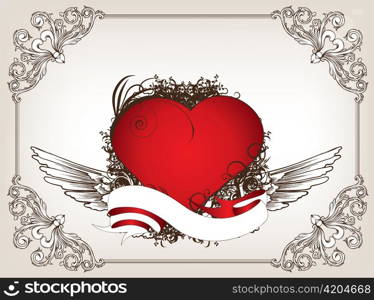 valentine illustration of an abstract heart with floral