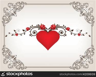 valentine illustration of an abstract heart with floral