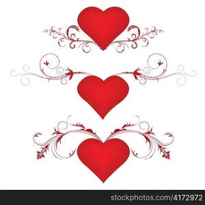 valentine illustration of three abstract heart with floral