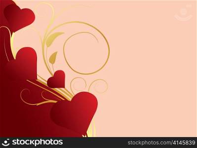 valentine illustration with abstract hearts and floral