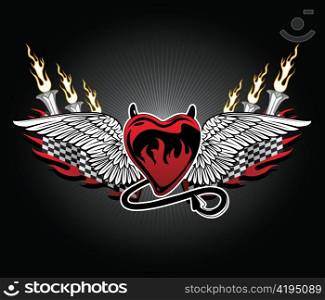 valentine illustration with heart and wings