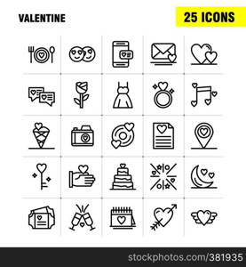 Valentine Line Icons Set For Infographics, Mobile UX/UI Kit And Print Design. Include: Cd, Disk, Love, Valentine, Romantic, Hand, Love, Valentine, Icon Set - Vector