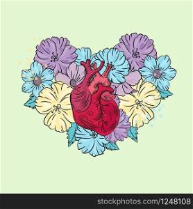 VALENTINE POSTCARD Care Heart Lifestyle Vector Illustration