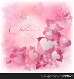Valentine's Background With Design Hearts And Text