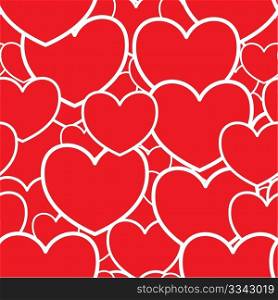 Valentine&rsquo;s day abstract red background with hearts. Seamless pattern. Vector illustration.