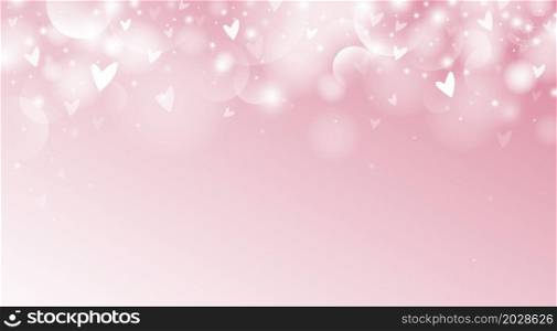 Valentine&rsquo;s day background design of hearts and bokeh light with copy space vector illustration