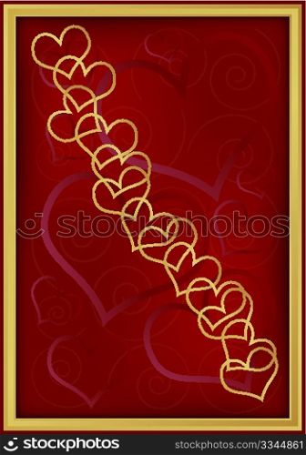 Valentine&rsquo;s Day Background - Golden Heart on Dark Red Background
