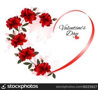 Valentine&rsquo;s Day background with a bouquet of red roses. Vector.