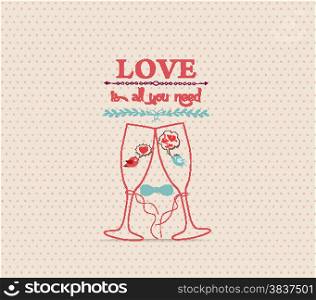 Valentine&rsquo;s Day background with couple glass