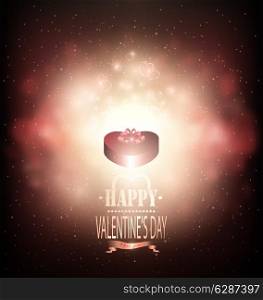 Valentine&rsquo;s Day Background With Giftbox, Hearts And Title Inscription