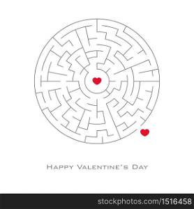 Valentine&rsquo;s day background with heart shaped in maze and labyrinth style, vector, flyer, invitation, posters, brochure, banners.