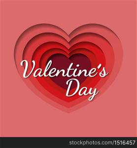Valentine&rsquo;s day background with heart shaped in paper art style, vector, flyer invitation, posters, brochure, banners.