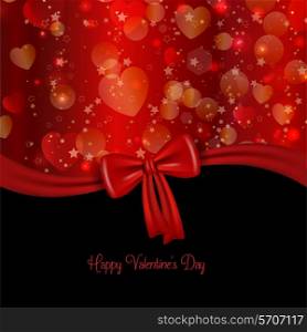 Valentine&rsquo;s day background with red ribbon