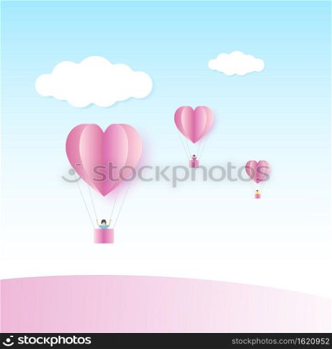 Valentine&rsquo;s day balloon heart on abstract background with and young joyful. Vector illustration. EPS 10