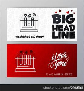 Valentine's Day Big Banner Template. Red Background
