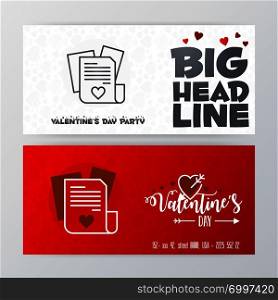 Valentine&rsquo;s Day Big Banner Template. Red Background