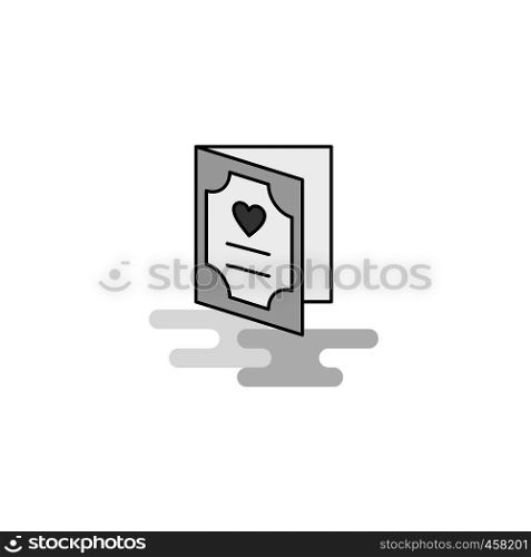 Valentine's day card Web Icon. Flat Line Filled Gray Icon Vector