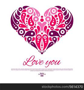 Valentine&rsquo;s Day card with decorative stylish heart. Wedding invitation