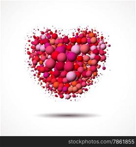 Valentine&rsquo;s Day card with heart made of scattered colorful bubbles or balls