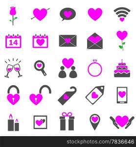 Valentine&rsquo;s day color icons on white background, stock vector