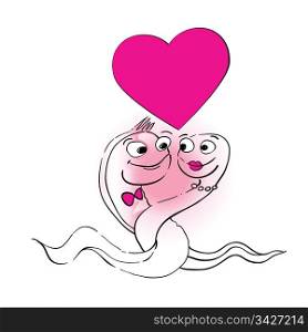 Valentine&rsquo;s Day cute snakes in love, clip art isolated on white