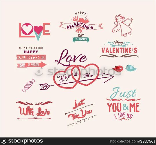 Valentine&rsquo;s day design, labels, icons elements collection