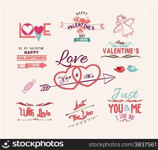 Valentine&rsquo;s day design, labels, icons elements collection