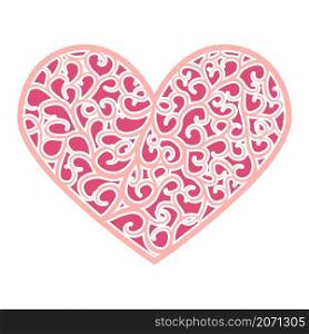 Valentine&rsquo;s day greeting card. ornamental heart shaped 3d decoration. Cutout lacy ornate heart. Laser cutting design element. Abstract ornamental heart shaped 3d. Cutout lacy ornate heart. Valentine&rsquo;s day greeting card. Laser cutting design