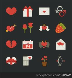 Valentine&rsquo;s day icons, love symbols , flat design , eps10 vector format