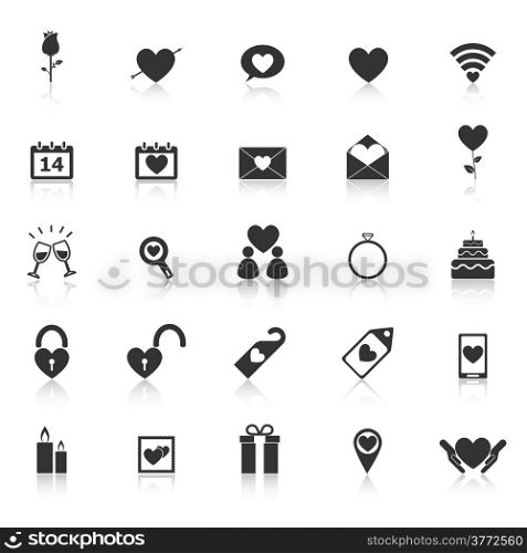 Valentine&rsquo;s day icons with reflect on white background, stock vector