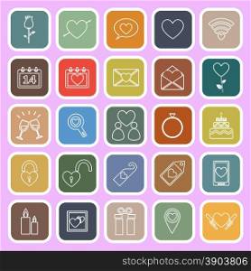Valentine&rsquo;s day line flat icons on pink background, stock vector