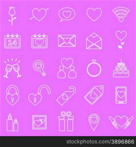 Valentine&rsquo;s day line icons on pink background, stock vector