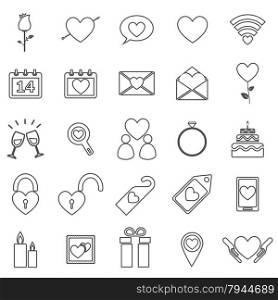 Valentine&rsquo;s day line icons on white background, stock vector