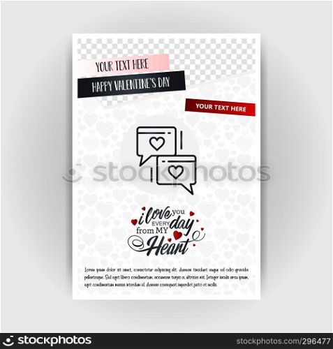 Valentine's Day Love Poster Template. Place for Images and text, vector illustration