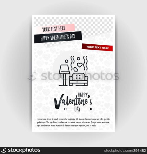 Valentine's Day Love Poster Template. Place for Images and text, vector illustration