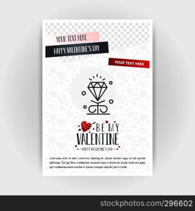 Valentine's Day Love Poster Template. Place for Images and text, vector illustration