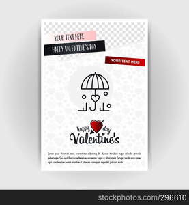 Valentine's Day Love Poster Template. Place for Images and text, vector illustration