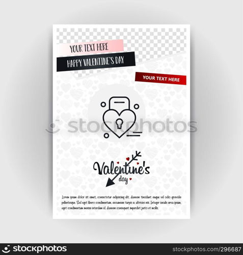 Valentine's Day Love Poster Template. Place for Images and text, vector illustration