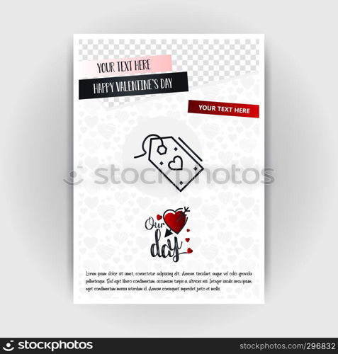 Valentine's Day Love Poster Template. Place for Images and text, vector illustration