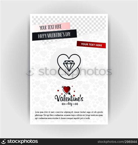 Valentine's Day Love Poster Template. Place for Images and text, vector illustration